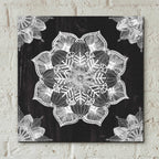 Mandala Morning V Black and White by Anne Tavoletti - 12x12 acrylic wall art in a room