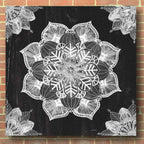 Mandala Morning V Black and White by Anne Tavoletti - 36x36 acrylic wall art in a room