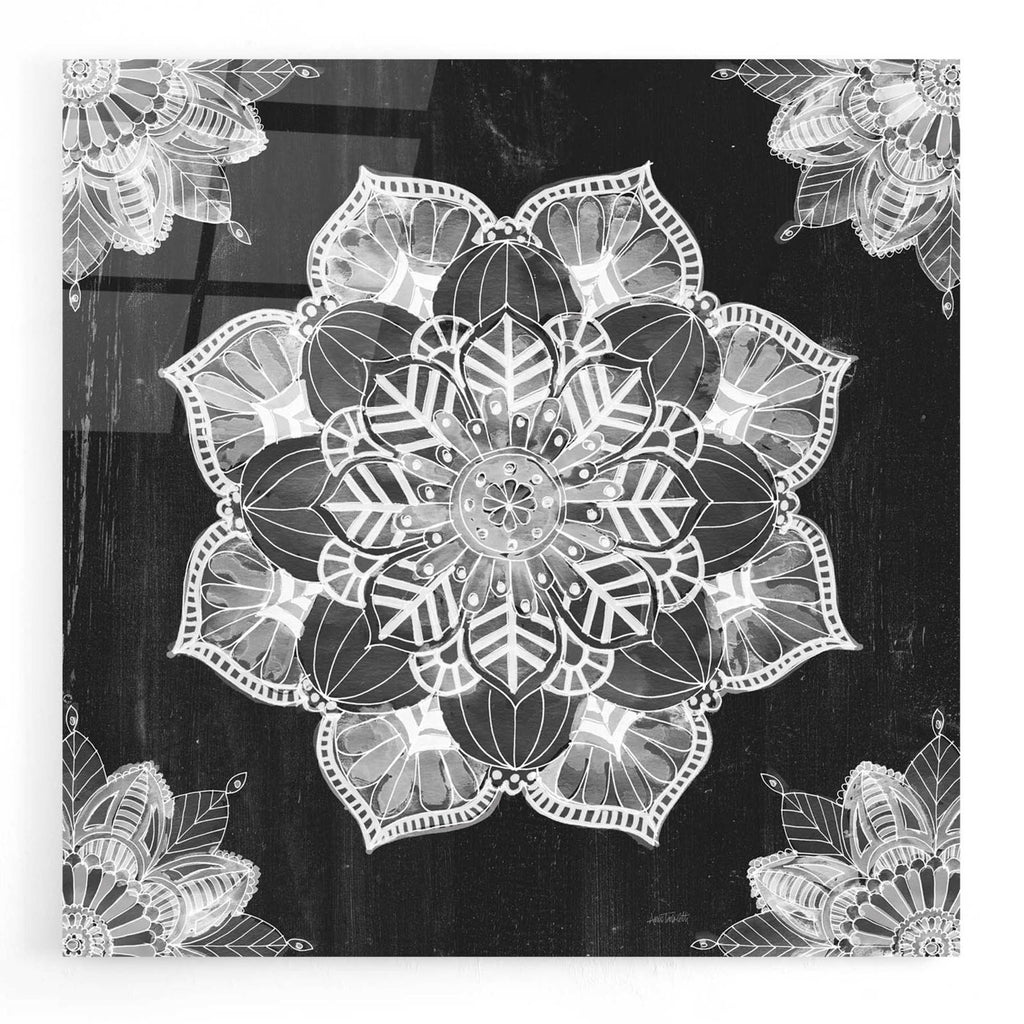 Mandala Morning V Black and White by Anne Tavoletti acrylic glass wall art