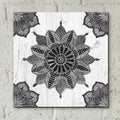 Mandala Morning VI Black and White by Anne Tavoletti - 12x12 acrylic wall art in a room