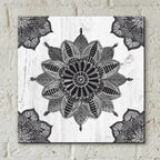 Mandala Morning VI Black and White by Anne Tavoletti - 12x12 acrylic wall art in a room