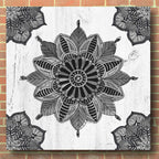 Mandala Morning VI Black and White by Anne Tavoletti - 36x36 acrylic wall art in a room