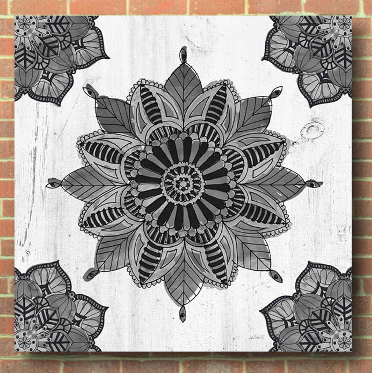 Mandala Morning VI Black and White by Anne Tavoletti - 36x36 acrylic wall art in a room