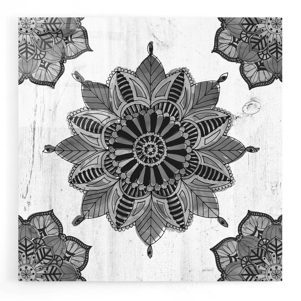 Mandala Morning VI Black and White by Anne Tavoletti acrylic glass wall art