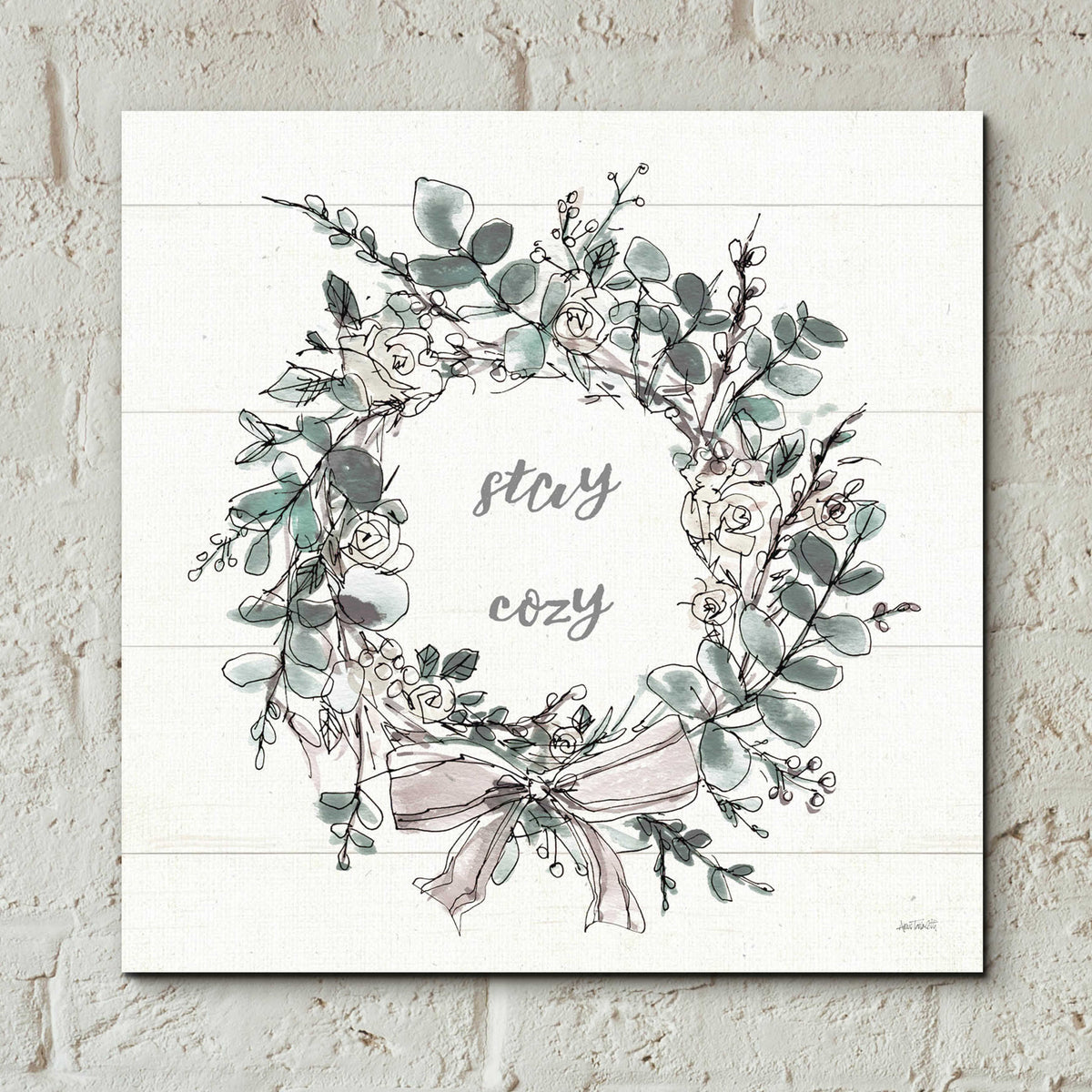 Modern Farmhouse VII Stay Cozy by Anne Tavoletti - 12x12 acrylic wall art in a room