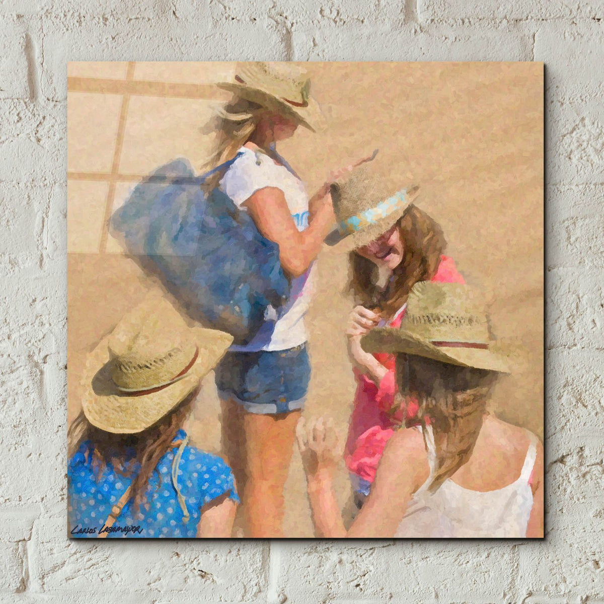 Girls On The Beach by Carlos Casamayor - 12x12 acrylic wall art in a room
