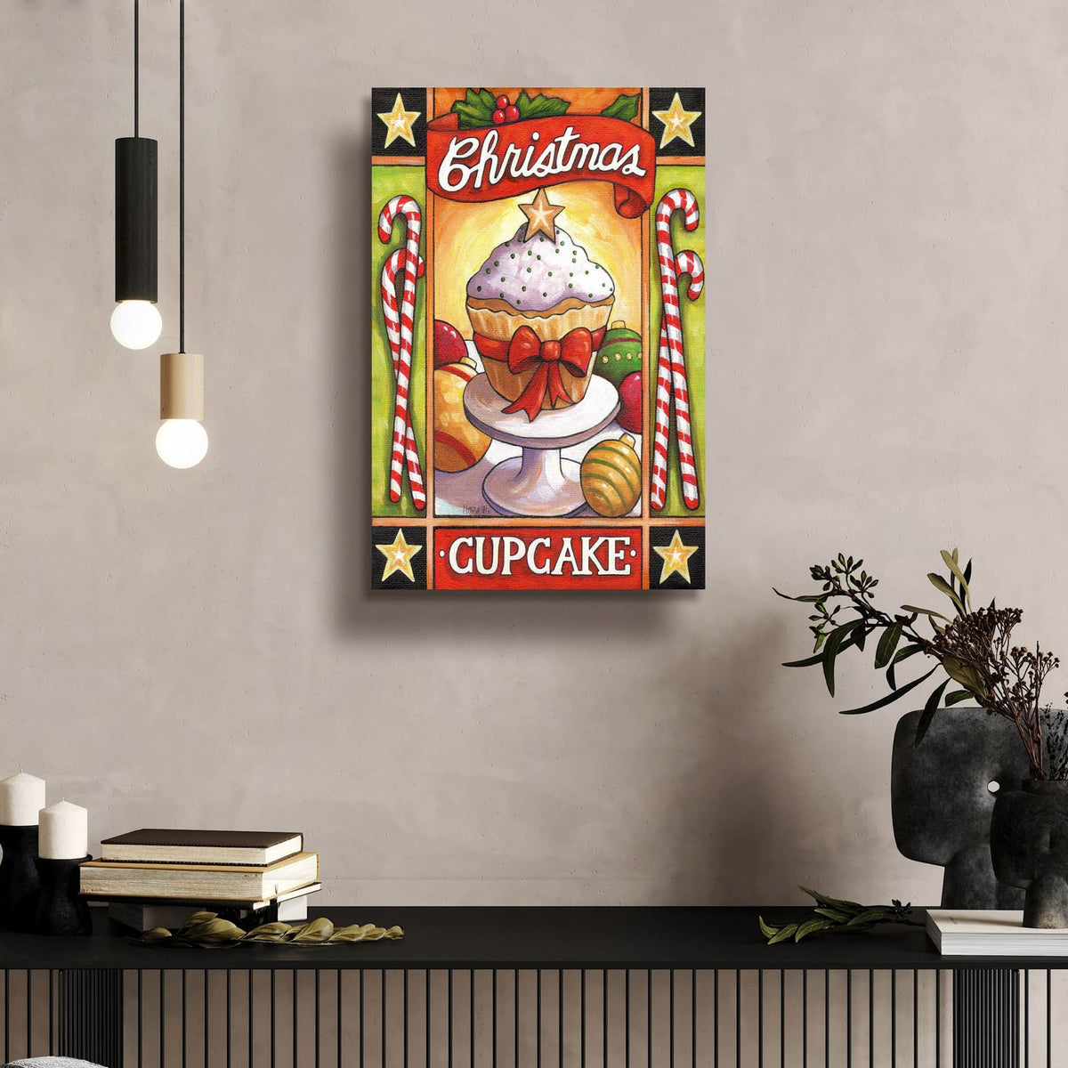 Christmas Cupcake by Cathy Horvath - 16x24 acrylic wall art in a room