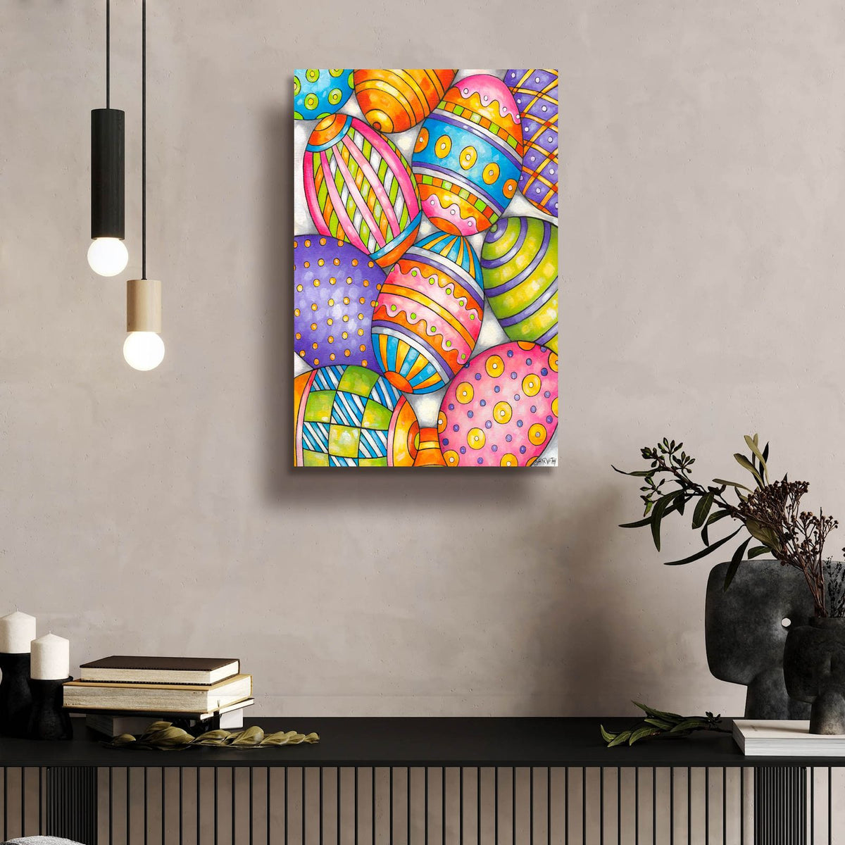 Easter Eggs by Cathy Horvath - 16x24 acrylic wall art in a room