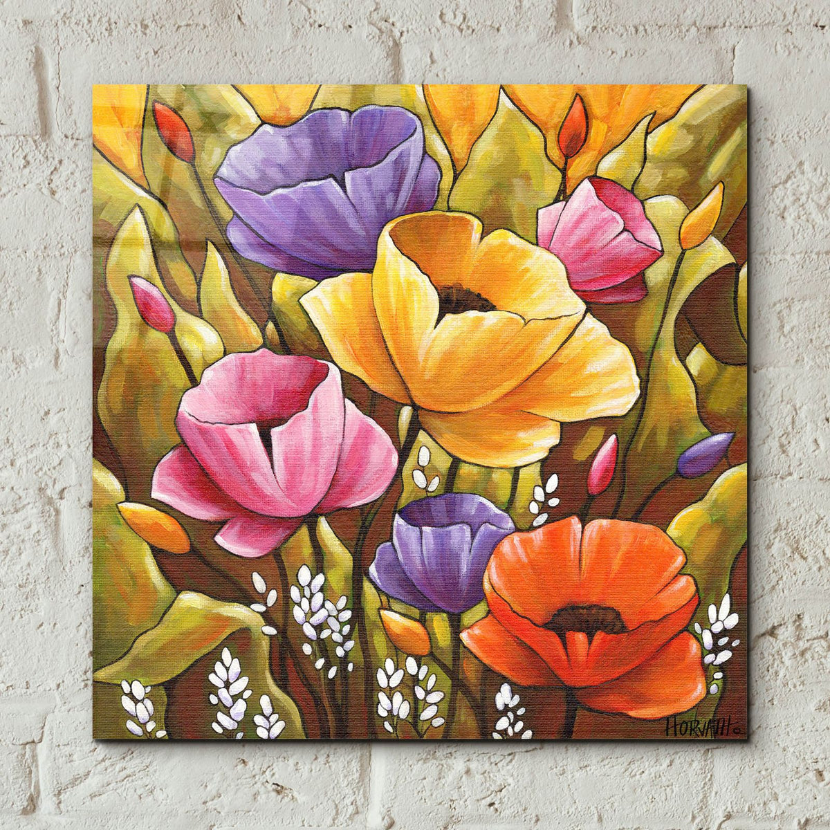 Flowers 2 by Cathy Horvath - 12x12 acrylic wall art in a room