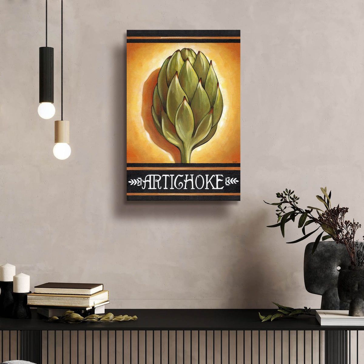 Market Sign Artichoke by Cathy Horvath - 16x24 acrylic wall art in a room