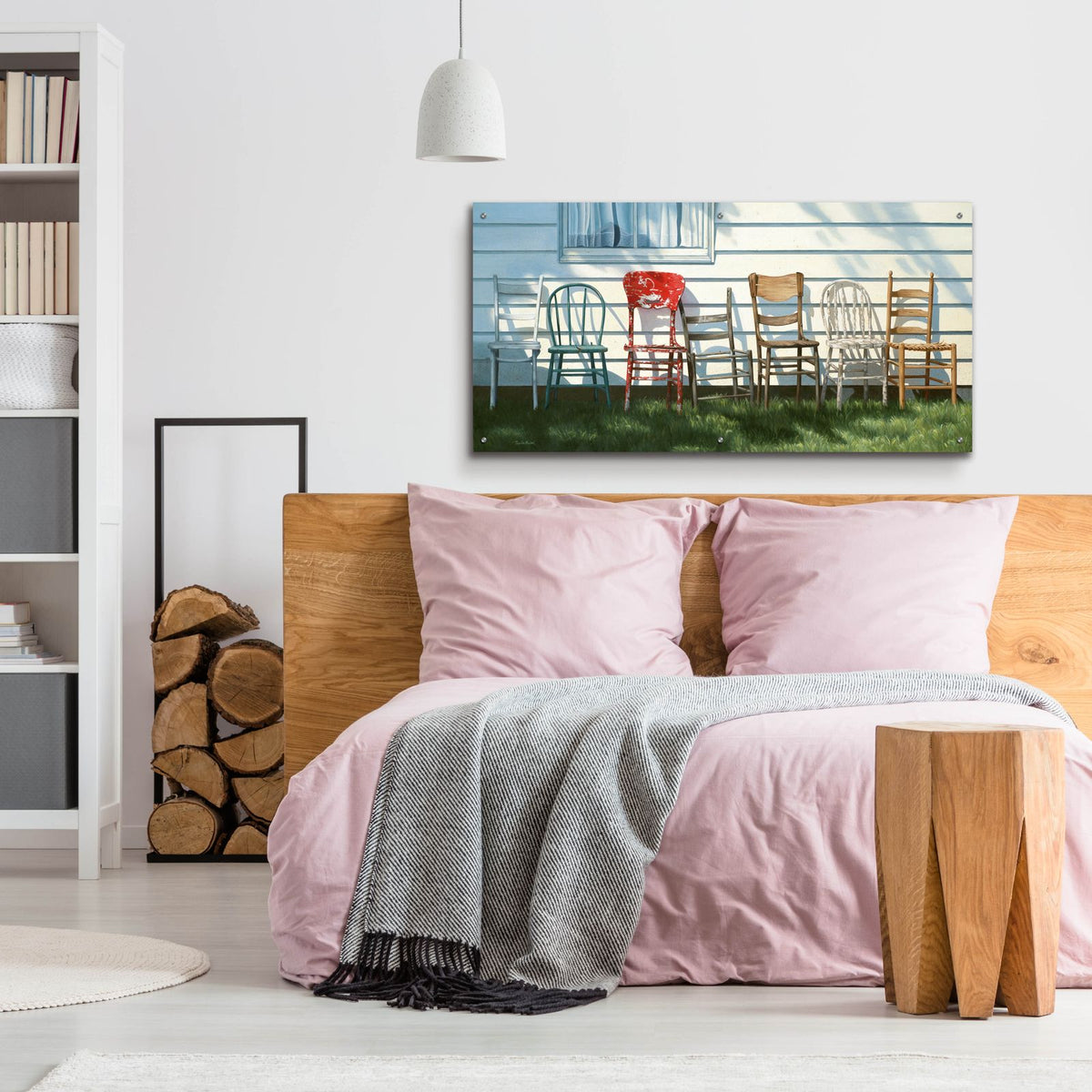 Row Of Chairs by Cecile Baird - 48x24 acrylic wall art in a room