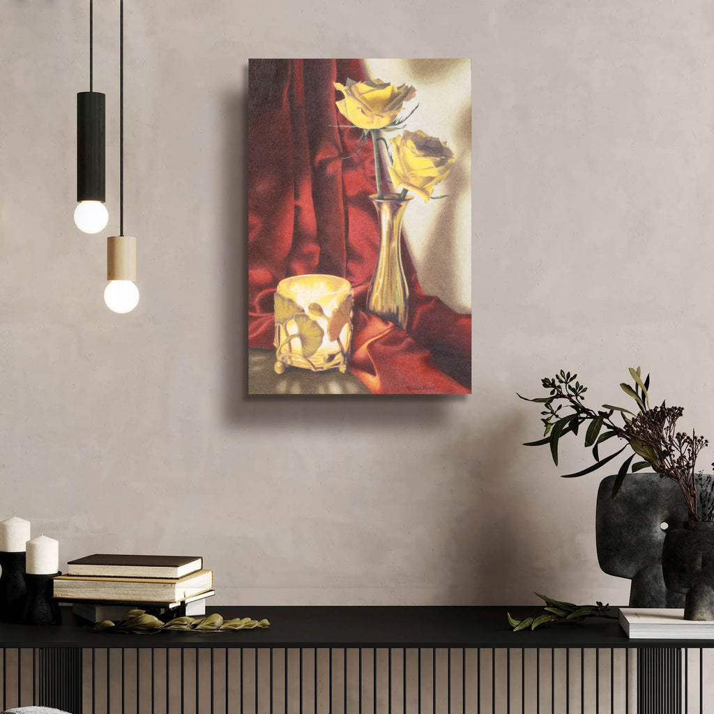 Candle Lit Roses by Cecile Baird - 16x24 acrylic wall art in a room