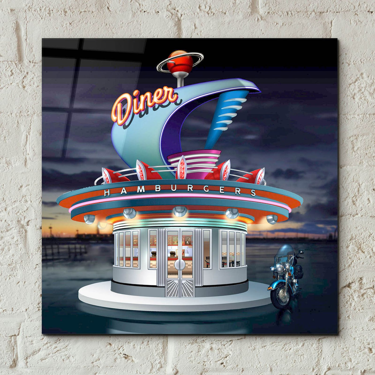 Diner by Bigelow Illustrations - 12x12 acrylic wall art in a room