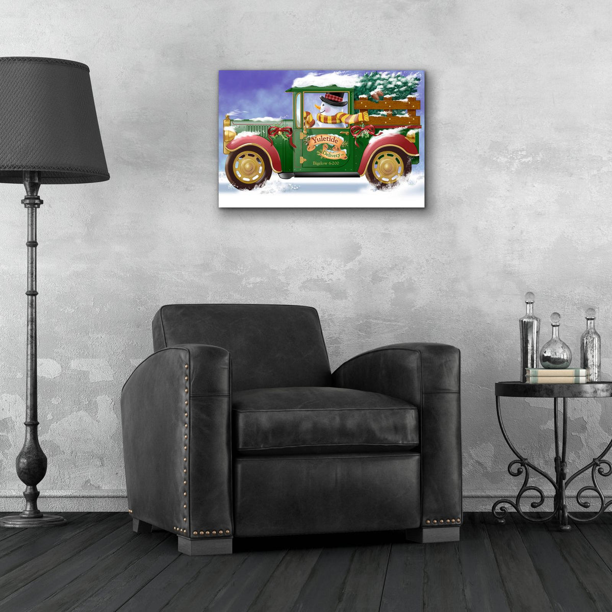Yuletide Delivery by Bigelow Illustrations - 24x16 acrylic wall art in a room