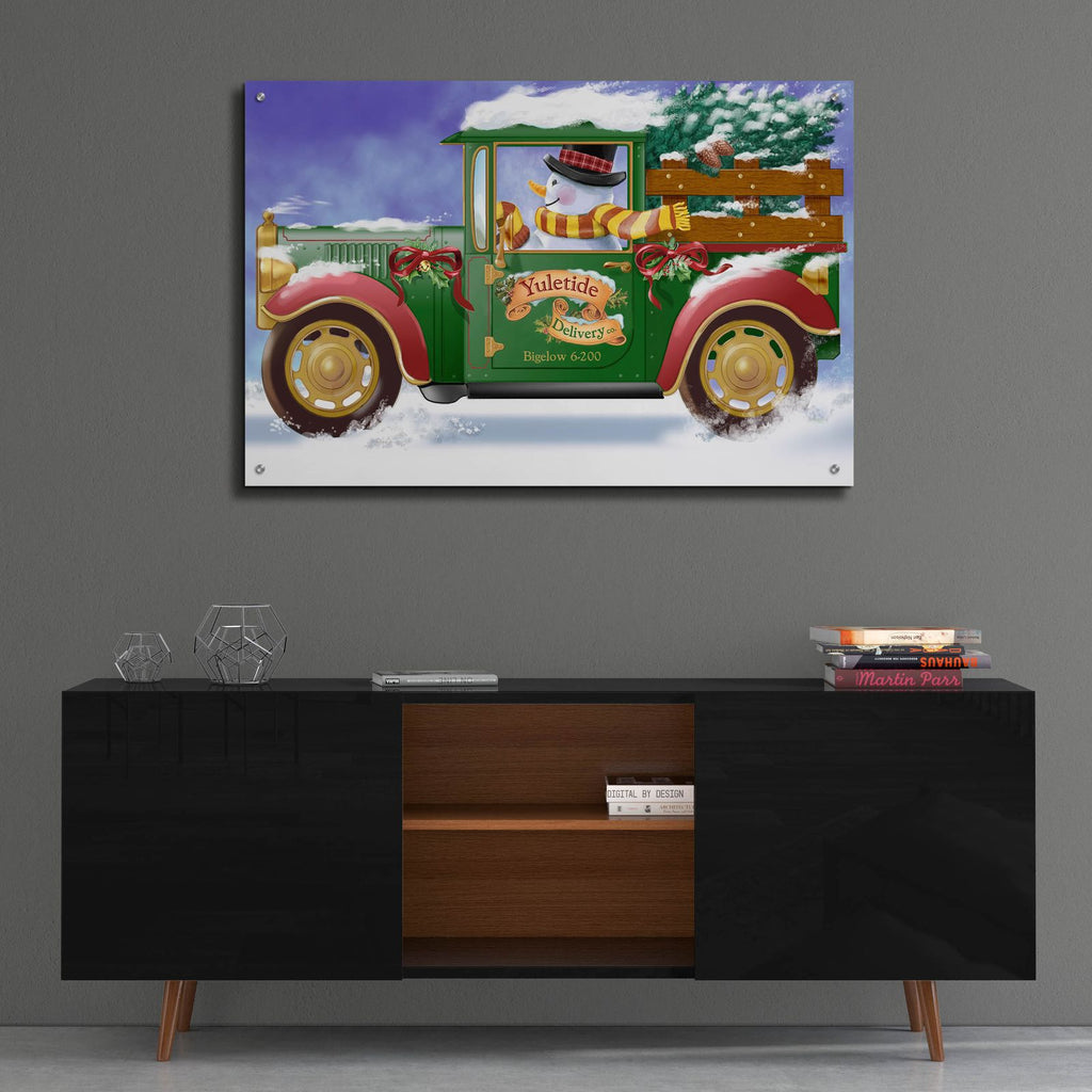 Yuletide Delivery by Bigelow Illustrations - 36x24 acrylic wall art in a room