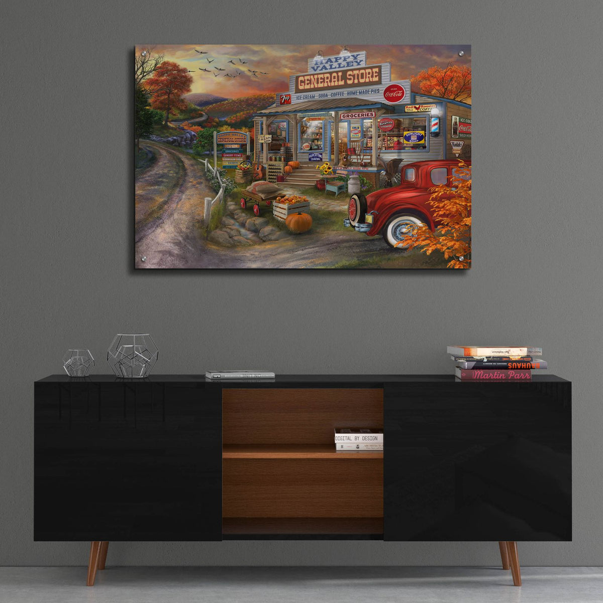 General Store by Bigelow Illustrations - 36x24 acrylic wall art in a room
