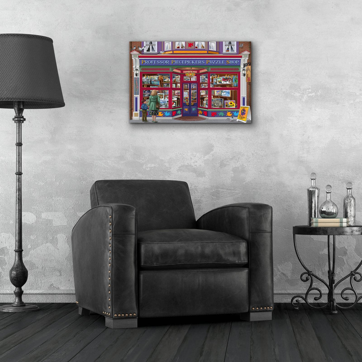 Professor Puzzles by Bigelow Illustrations - 24x16 acrylic wall art in a room
