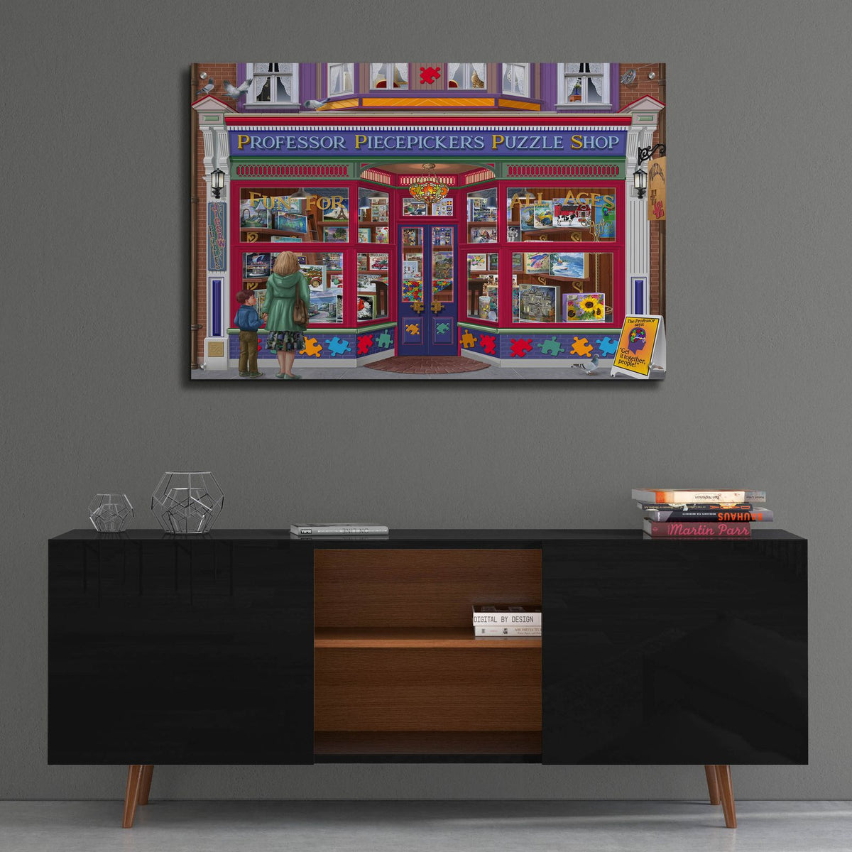 Professor Puzzles by Bigelow Illustrations - 36x24 acrylic wall art in a room