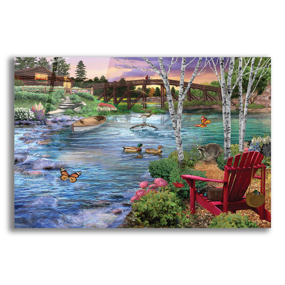 Bridge Fishing by Bigelow Illustrations acrylic glass wall art