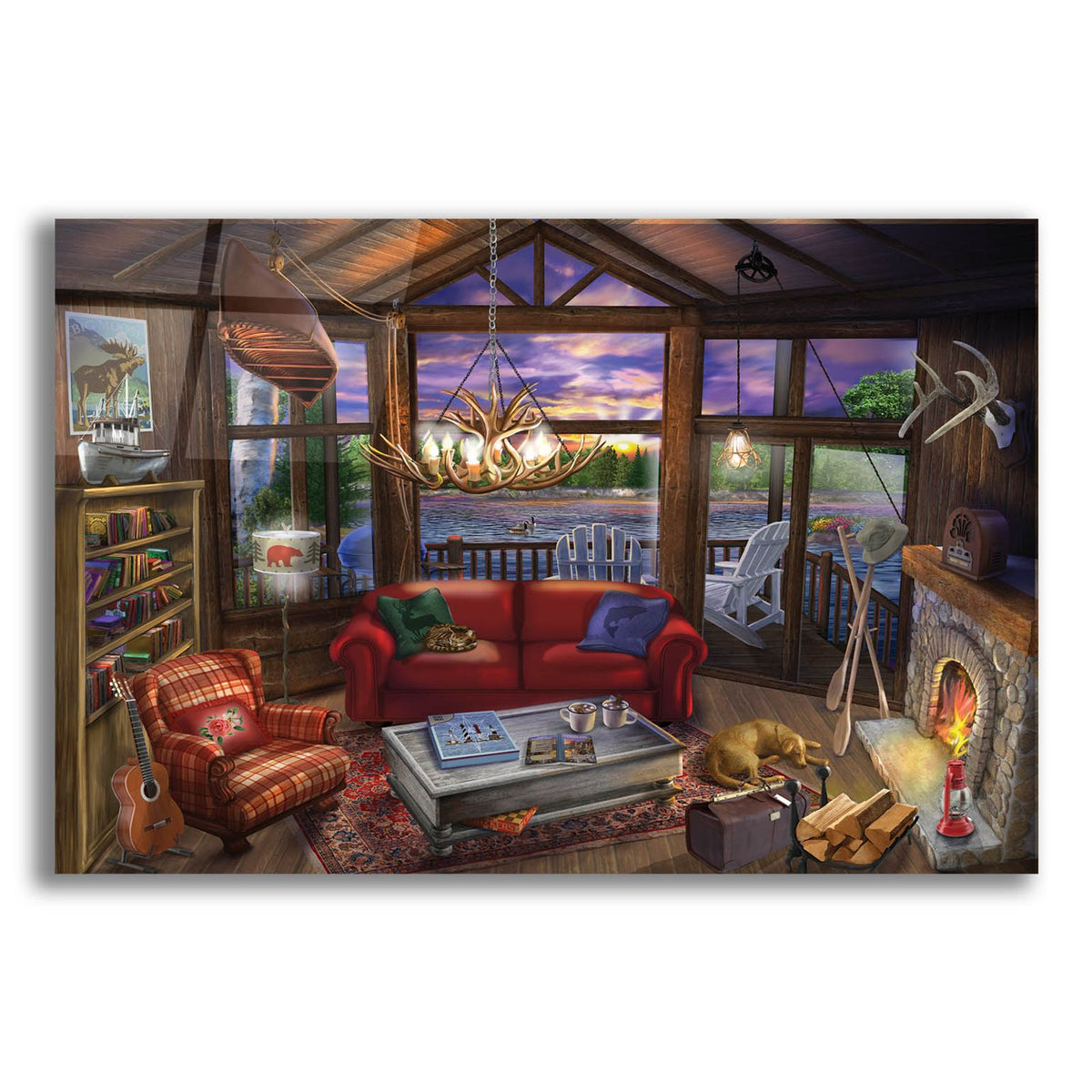 Evening In The Cabin by Bigelow Illustrations acrylic glass wall art