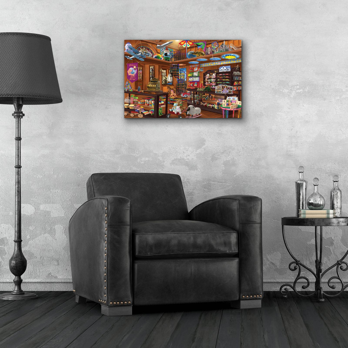 Toy Shoppe Hidden by Bigelow Illustrations - 24x16 acrylic wall art in a room