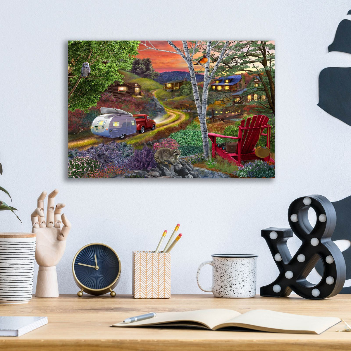 Neighbors 2 by Bigelow Illustrations - 16x12 acrylic wall art in a room