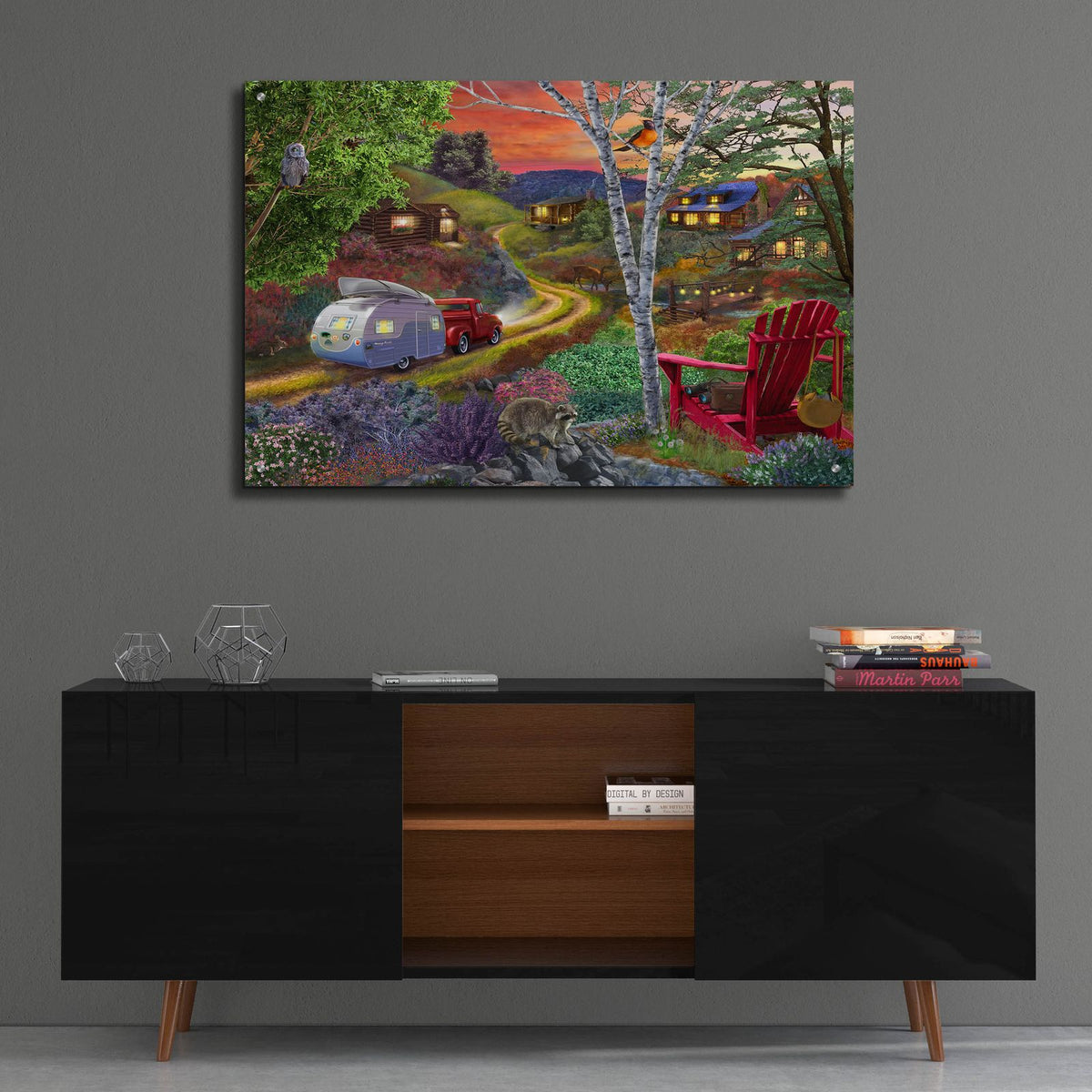 Neighbors 2 by Bigelow Illustrations - 36x24 acrylic wall art in a room