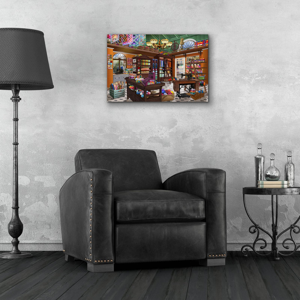 Spools N Bolts by Bigelow Illustrations - 24x16 acrylic wall art in a room