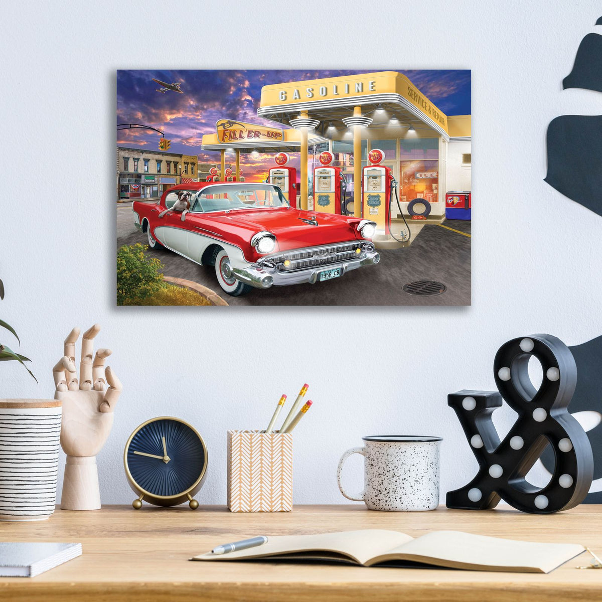 Filler Up by Bigelow Illustrations - 16x12 acrylic wall art in a room