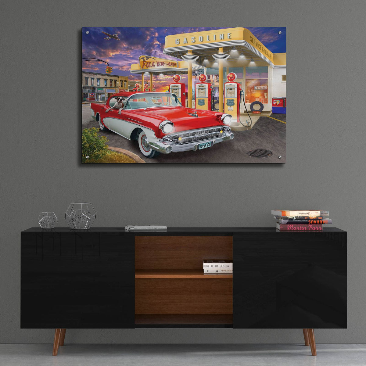 Filler Up by Bigelow Illustrations - 36x24 acrylic wall art in a room