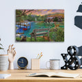 Lakeside View From The Bench by Bigelow Illustrations - 16x12 acrylic wall art in a room