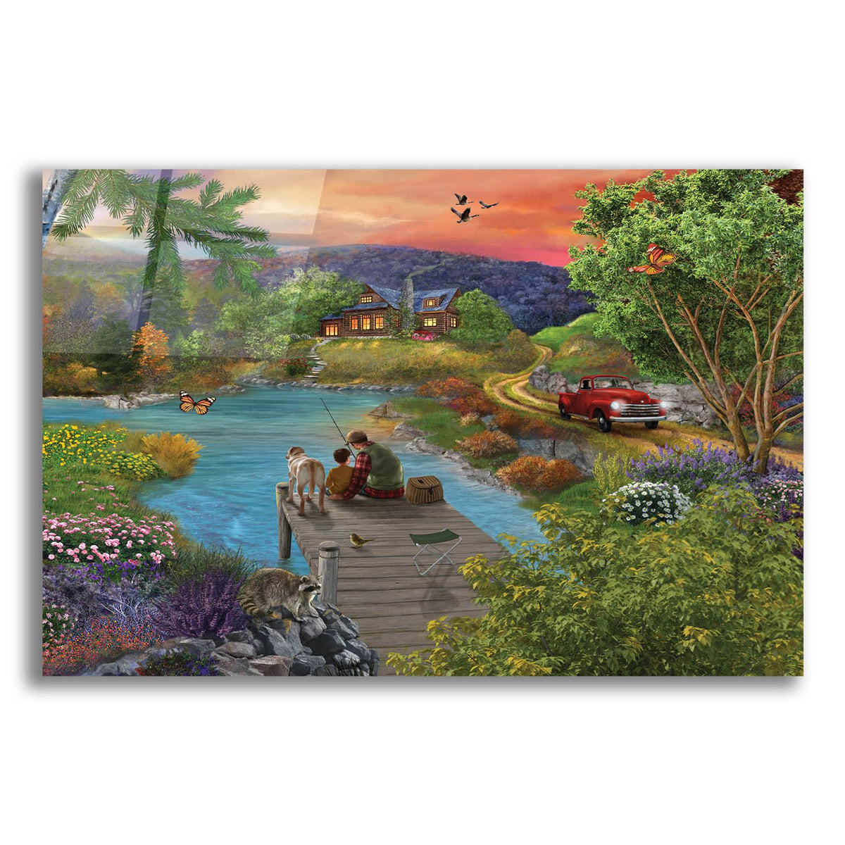 Lakeside View From The Dock by Bigelow Illustrations acrylic glass wall art