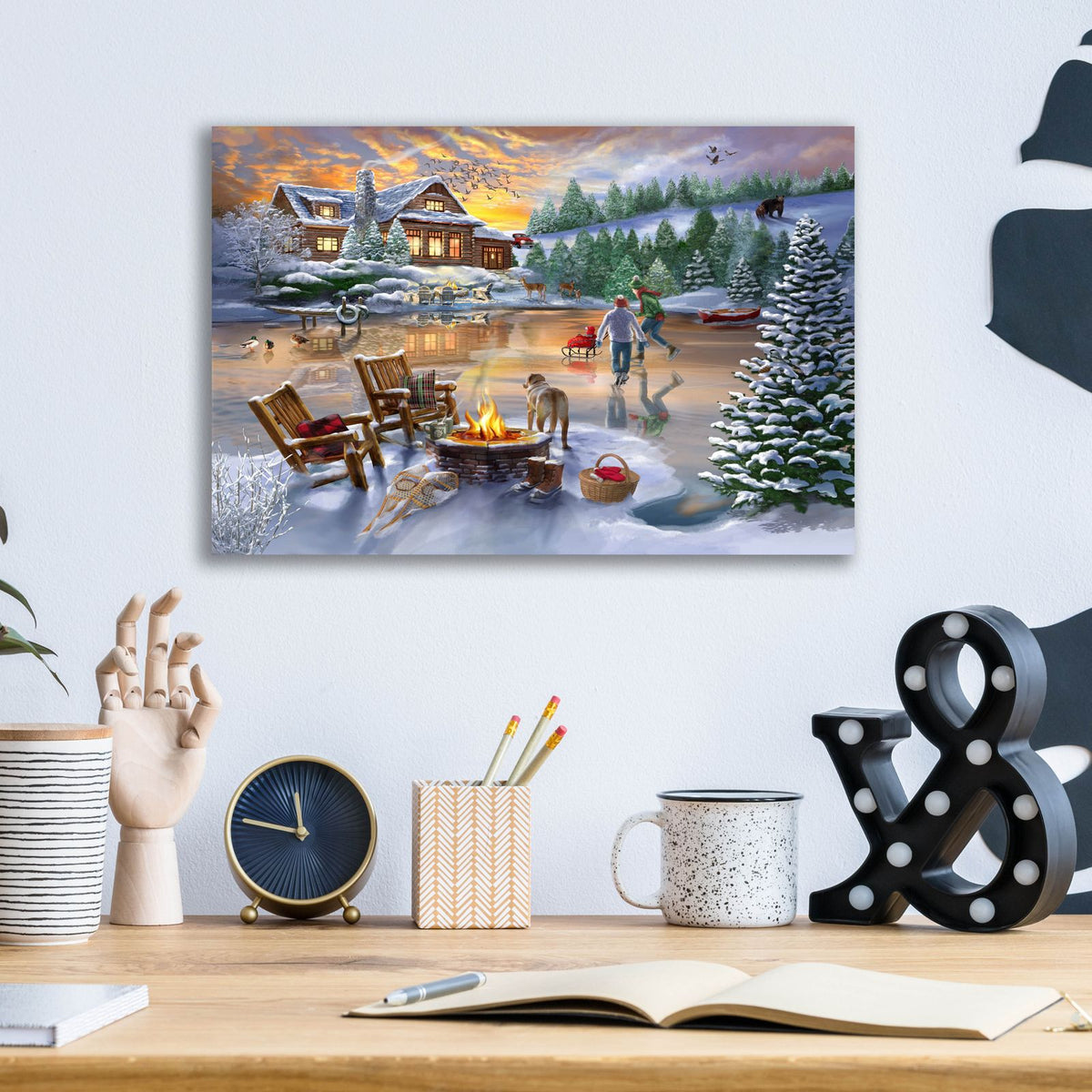 Evening Skate by Bigelow Illustrations - 16x12 acrylic wall art in a room