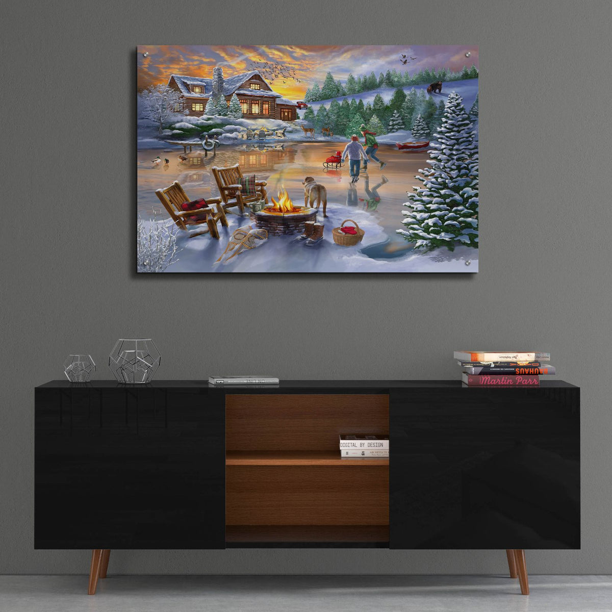 Evening Skate by Bigelow Illustrations - 36x24 acrylic wall art in a room
