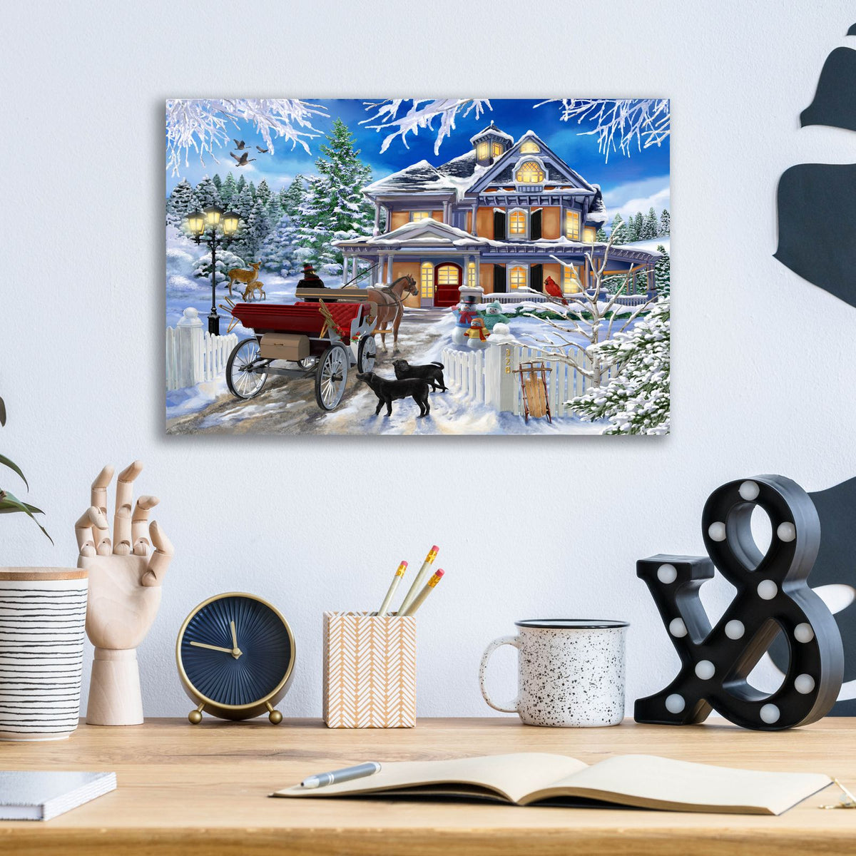 The Carriage Awaits by Bigelow Illustrations - 16x12 acrylic wall art in a room