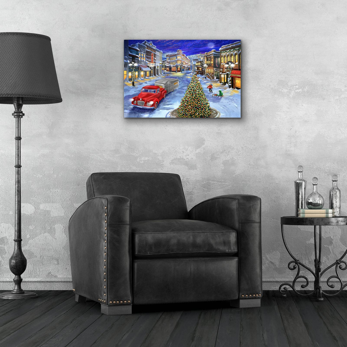 Main Street Christmas by Bigelow Illustrations - 24x16 acrylic wall art in a room