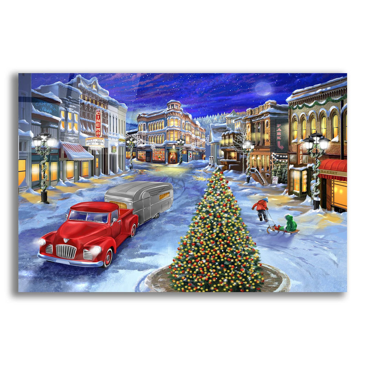 Main Street Christmas by Bigelow Illustrations acrylic glass wall art