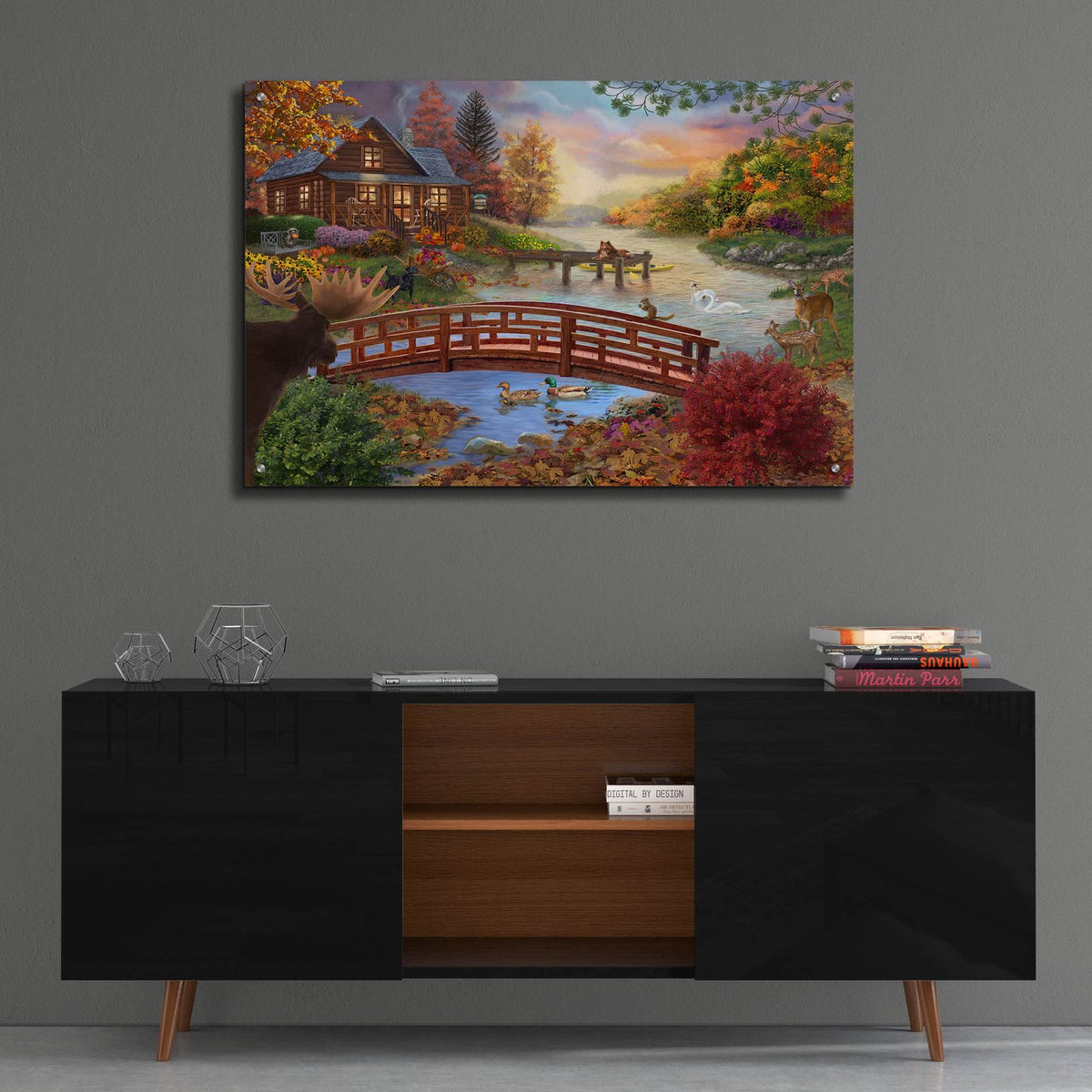 Autumn Evening by Bigelow Illustrations - 36x24 acrylic wall art in a room