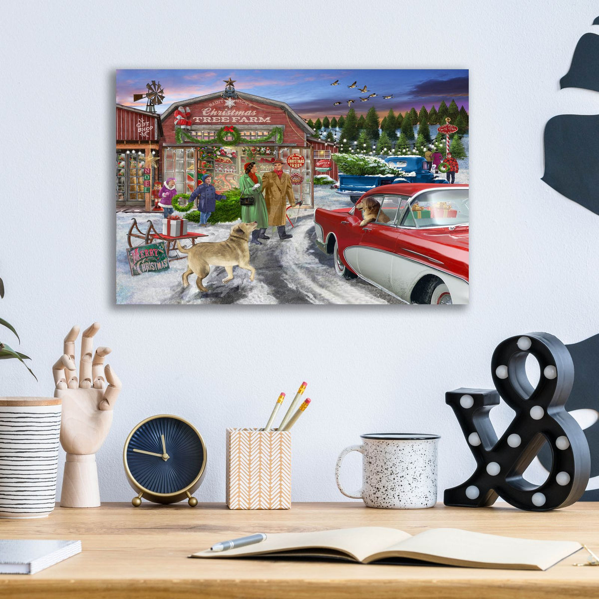 Tree Farm by Bigelow Illustrations - 16x12 acrylic wall art in a room