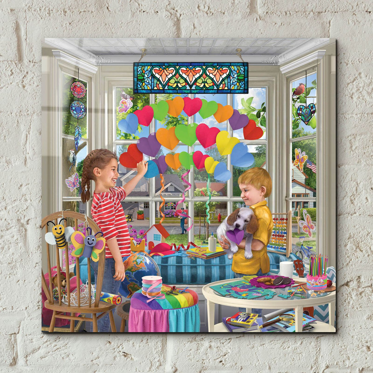 Love Rainbow by Bigelow Illustrations - 12x12 acrylic wall art in a room