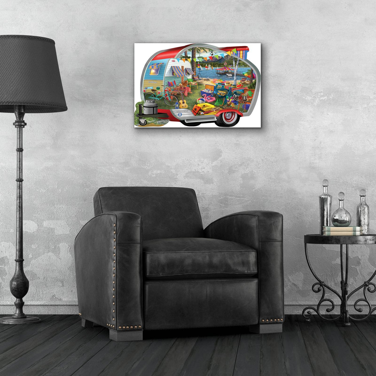 Colorful Camping by Bigelow Illustrations - 24x16 acrylic wall art in a room