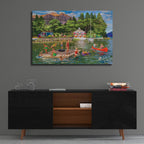 Gazebo Lake by Bigelow Illustrations - 36x24 acrylic wall art in a room