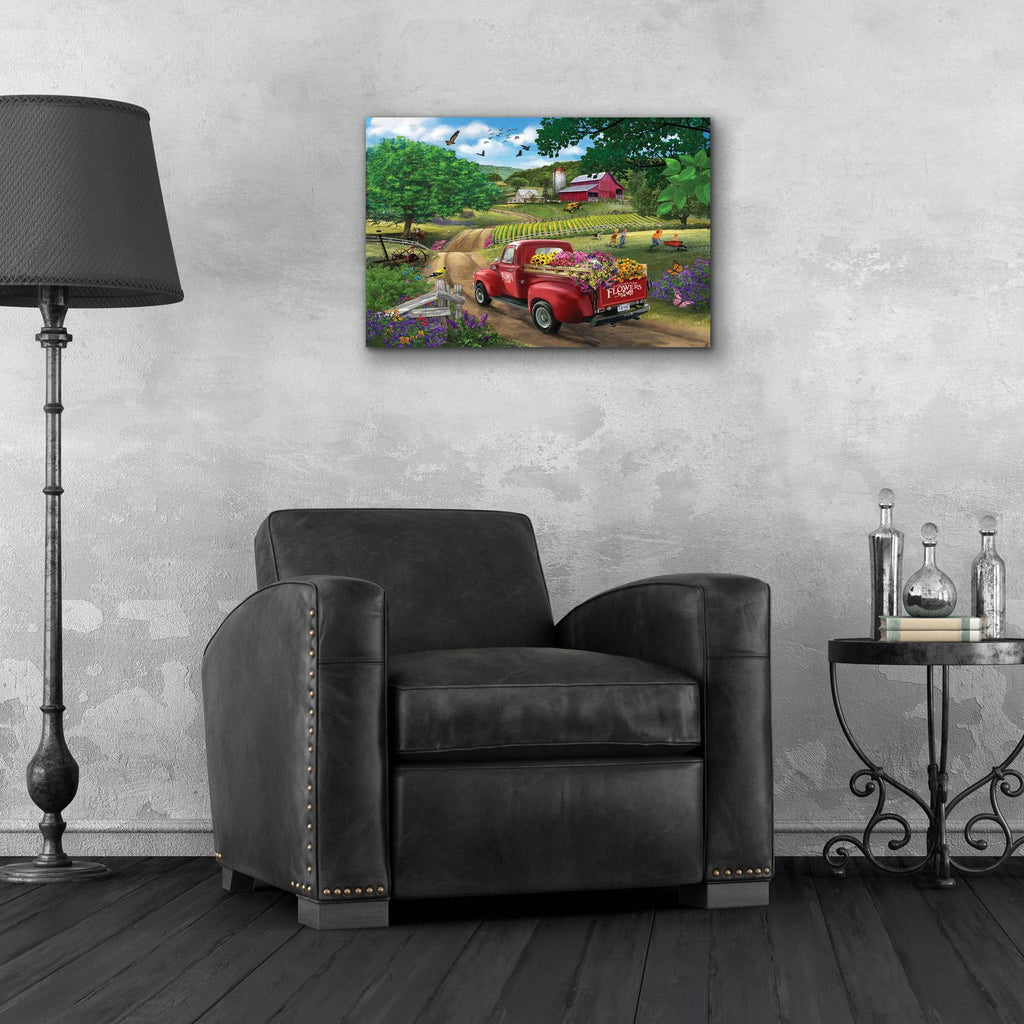Country Road (Flower Truck) by Bigelow Illustrations - 24x16 acrylic wall art in a room