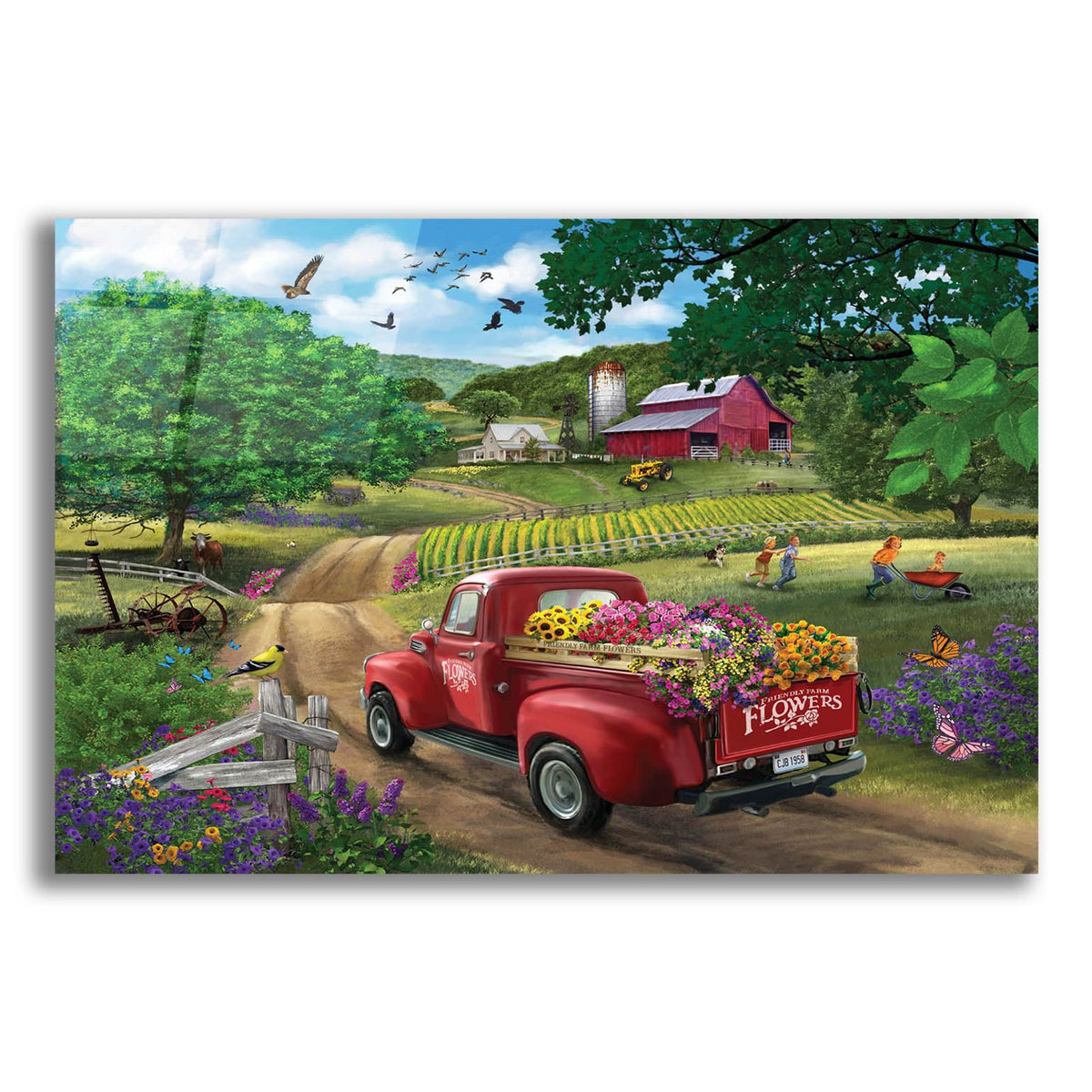 Country Road (Flower Truck) by Bigelow Illustrations acrylic glass wall art