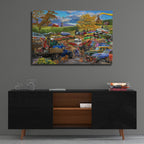 Rusty Gold And His Junkyard Dogs by Bigelow Illustrations - 36x24 acrylic wall art in a room