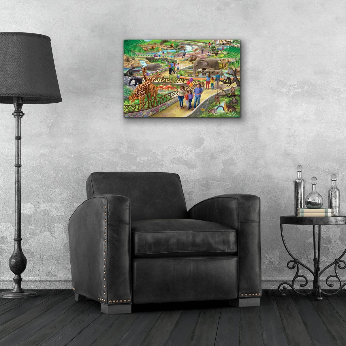 Big Adventure Zoo by Bigelow Illustrations - 24x16 acrylic wall art in a room