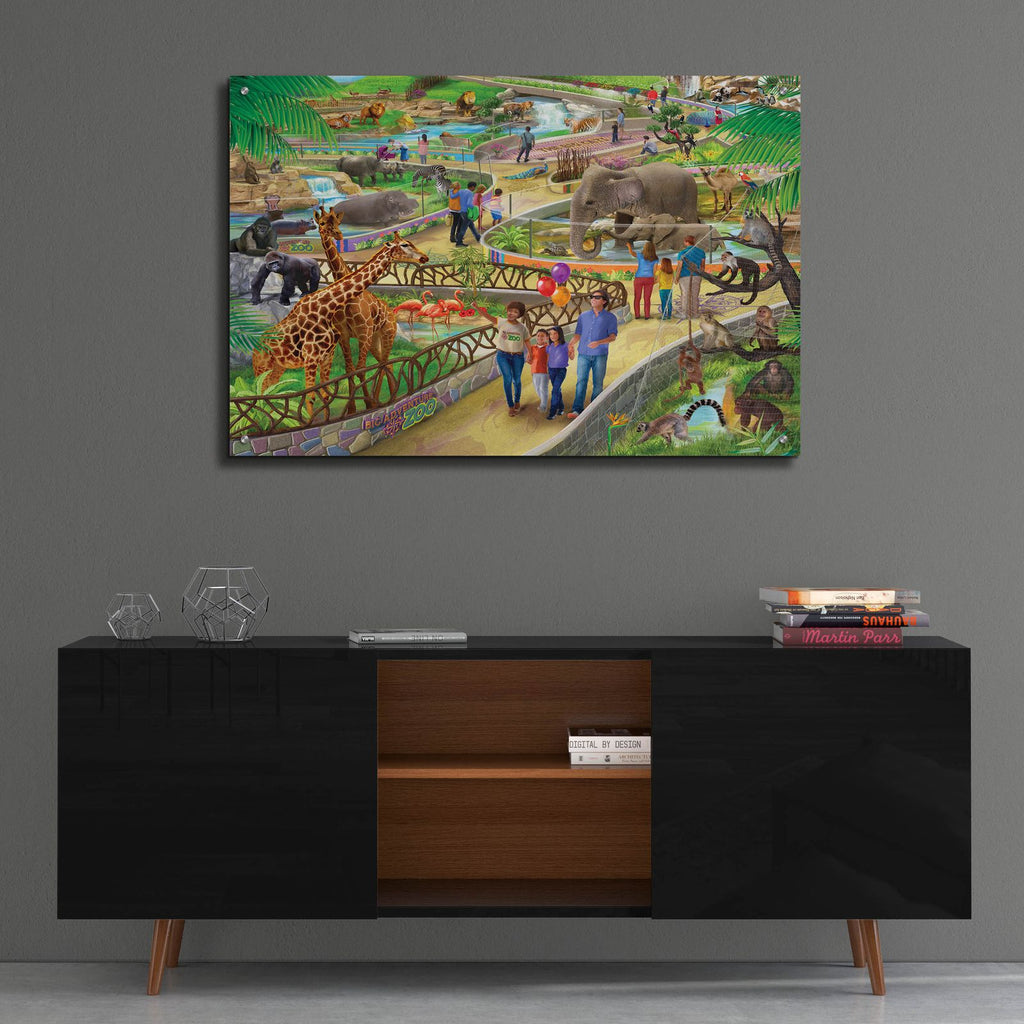 Big Adventure Zoo by Bigelow Illustrations - 36x24 acrylic wall art in a room