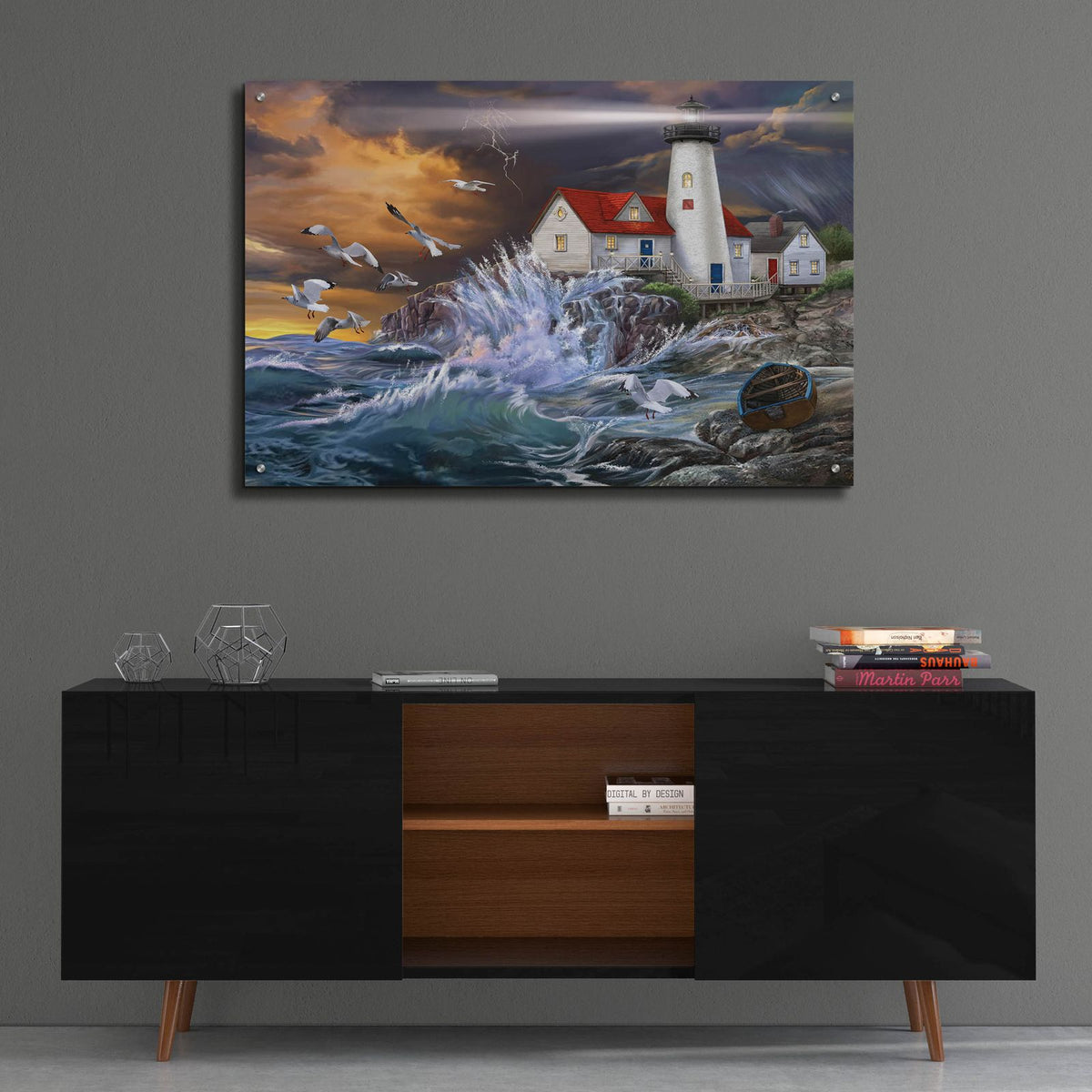 Stormy Coast by Bigelow Illustrations - 36x24 acrylic wall art in a room
