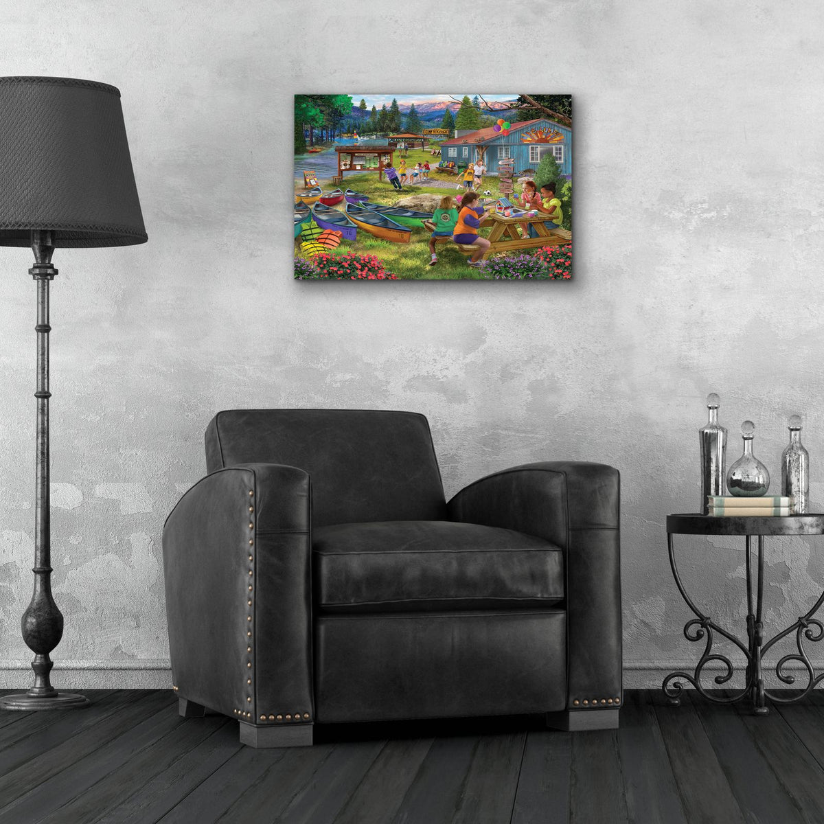 Camp Wiwanago by Bigelow Illustrations - 24x16 acrylic wall art in a room