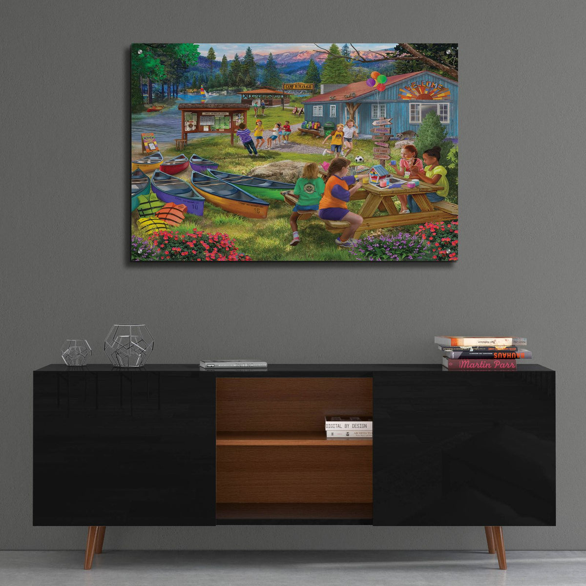 Camp Wiwanago by Bigelow Illustrations - 36x24 acrylic wall art in a room